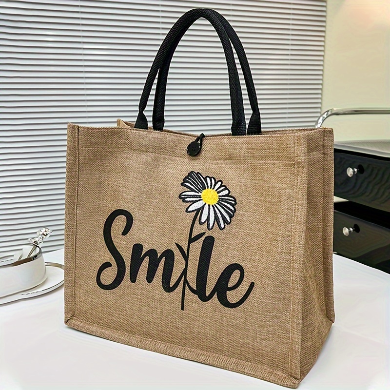 

Fashion Letter Print Tote Bag, Gift Bag For Grandma, Women's Casual Handbag For Travel Beach Shopping