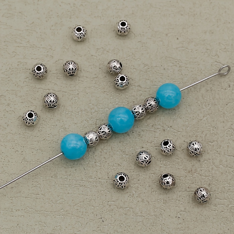 30pcs Mini Patterned Round Beads for Jewelry Making