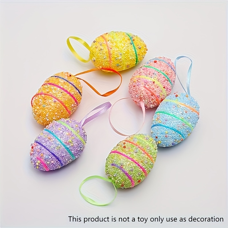 

6pcs Multicolored Easter Egg Hanging Ornaments Easter Egg Hanging Decoration Easter Ornaments Decor For Home Office Party Supplies Gifts