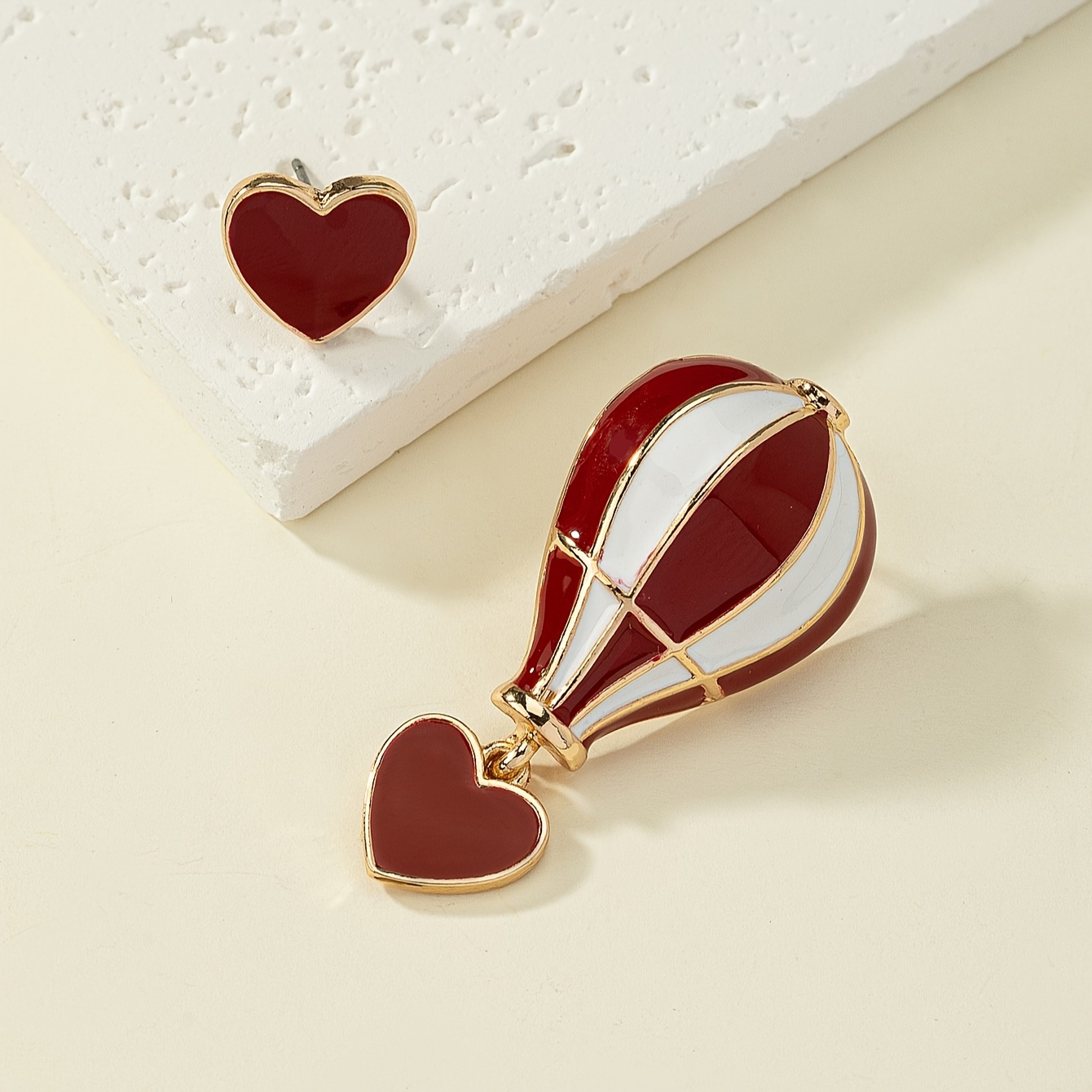 Heart Shaped Hot Air Balloon Dangle Earrings for Parties & Vacations
