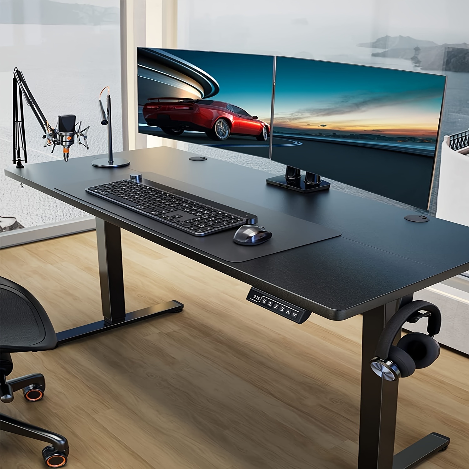 

63/55/48/40 Inch Adjustable Height Electric Sit Up Desk, Ergonomically Recording Studio Desk, Suitable For Home Offices, Cafes, Restaurants, Recording , , Electric , Perfect Christmas Gift