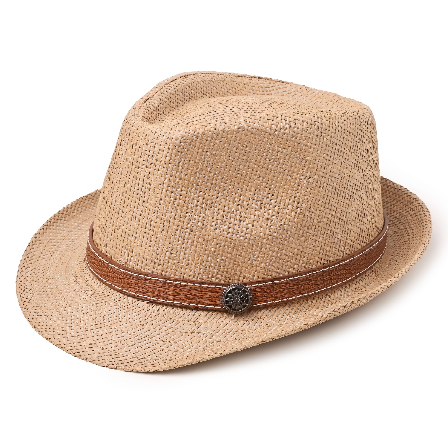 TEMU Lightweight Straw Western Cowboy Hat With Snowflake Belt - Brown Tie-dye Suitable For Themed Parties, Rodeo, Ranch, Casual Wear - Non-elastic