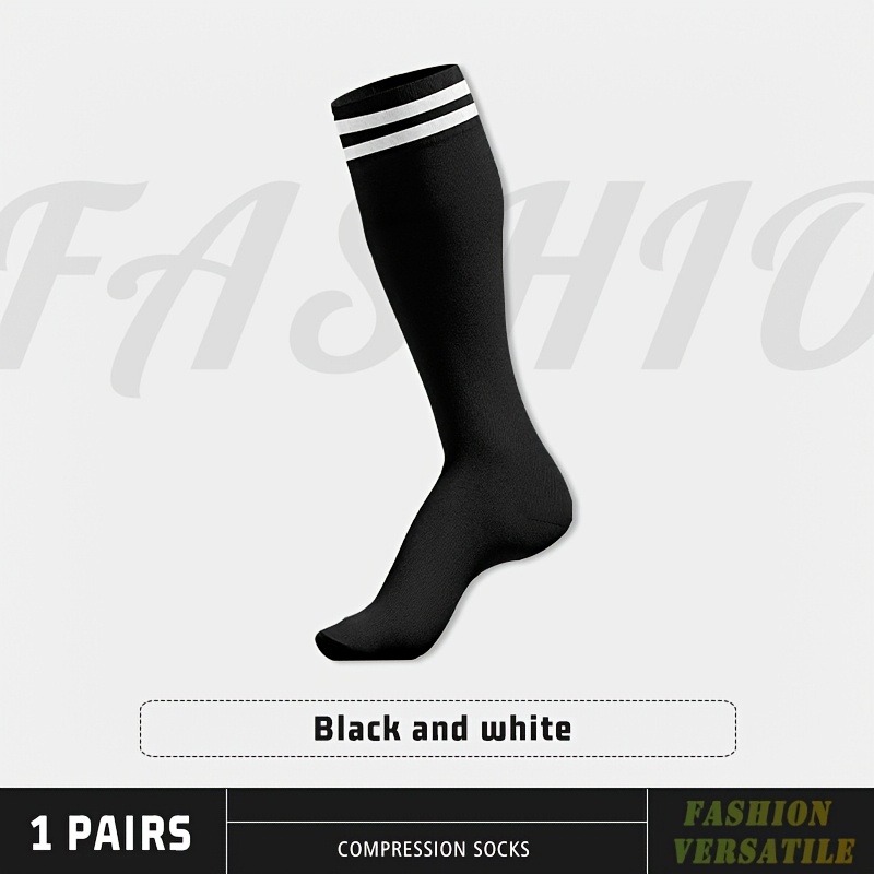 Image of 1 Pair Of Traditional Celtic And Highland Striped Men's Long Knitted Thick Socks Traditional Scottish Kilt Additions