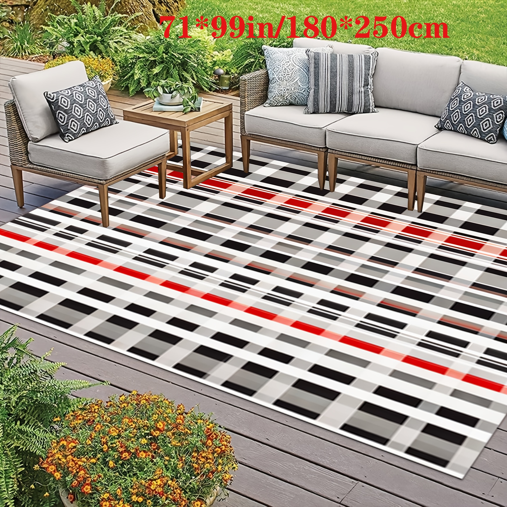 Simple Grid Pattern Outdoor Carpet Decorative Living Room Temu Australia