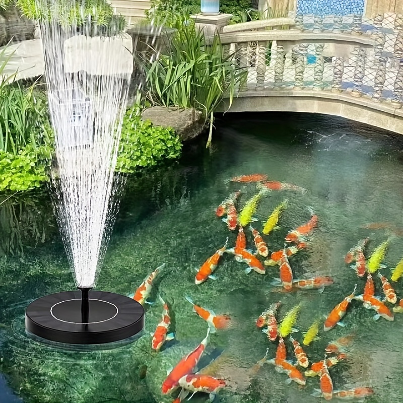 

nature-friendly" Solar-powered Floating Fountain Kit With 6 Nozzles - Perfect For Bird Baths, Ponds, Garden Decor, Aquariums & Swimming Pools