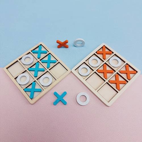 wooden double player desktop interactive xo tic tac toe game thinking exercise and concentration family gathering party tabletop board game suitable for christmas easter halloween