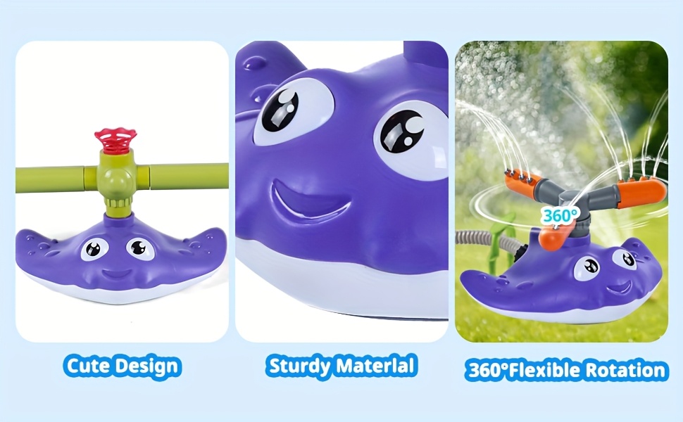 4-in-1 Water Sprinkler Baseball & Rocket Launcher For Kids, Outdoor Summer Water Toys With 3 Jets, 360° Rotating Sprinkler, 3 Rockets, Outside Backyard Lawn Pool Party Games For Boys Girls