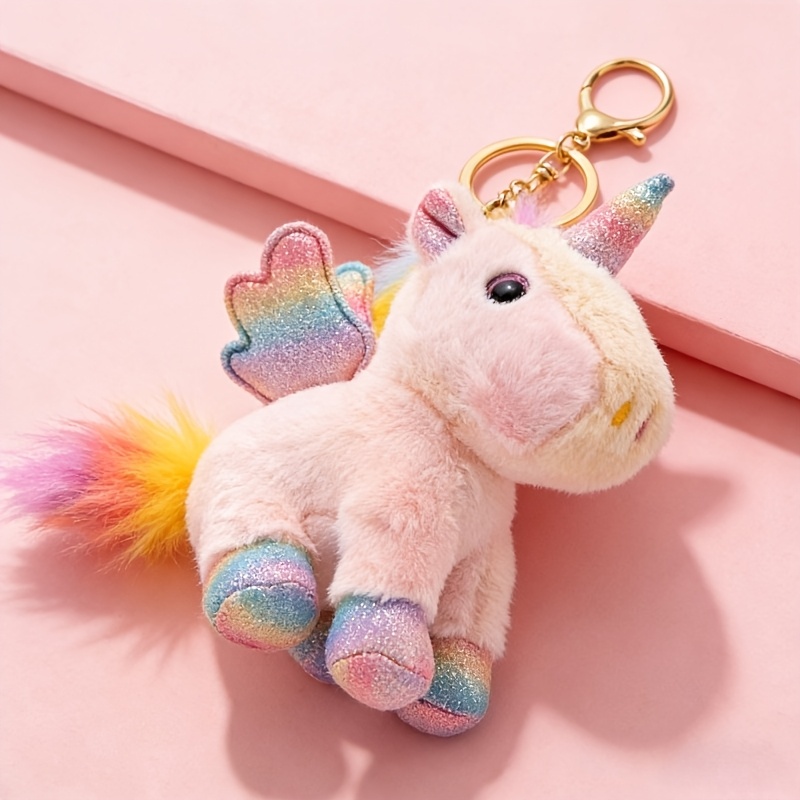 TEMU Pink Plush Unicorn Keychain, Perfect For Backpacks And Can Be Used As A Decorative Pendant