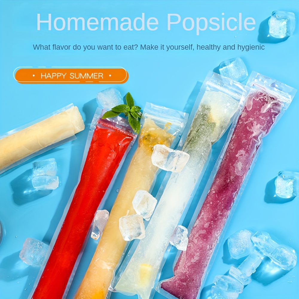 

100pcs Disposable Bags - Food Grade, Pvc, Self-sealing Transparent Ice Pop Molds For Kitchen & Restaurant Use