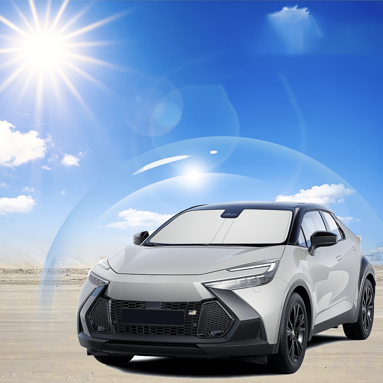 TEMU Sunshade For The Front Windshield Of For C-hr Models From 2016 To 2025, Uv Protection And Foldable Design