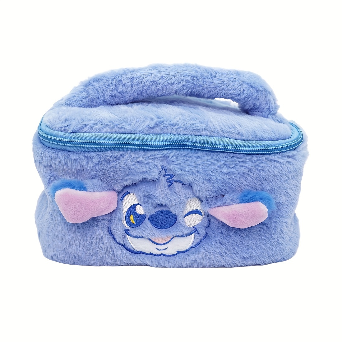 

Sac de maquillage en peluche Cartoon Stitch de MINISO - Étui à fermeture éclair kawaii de grande capacité, organisateur de voyage en polyester non résistant à pour tous les âges