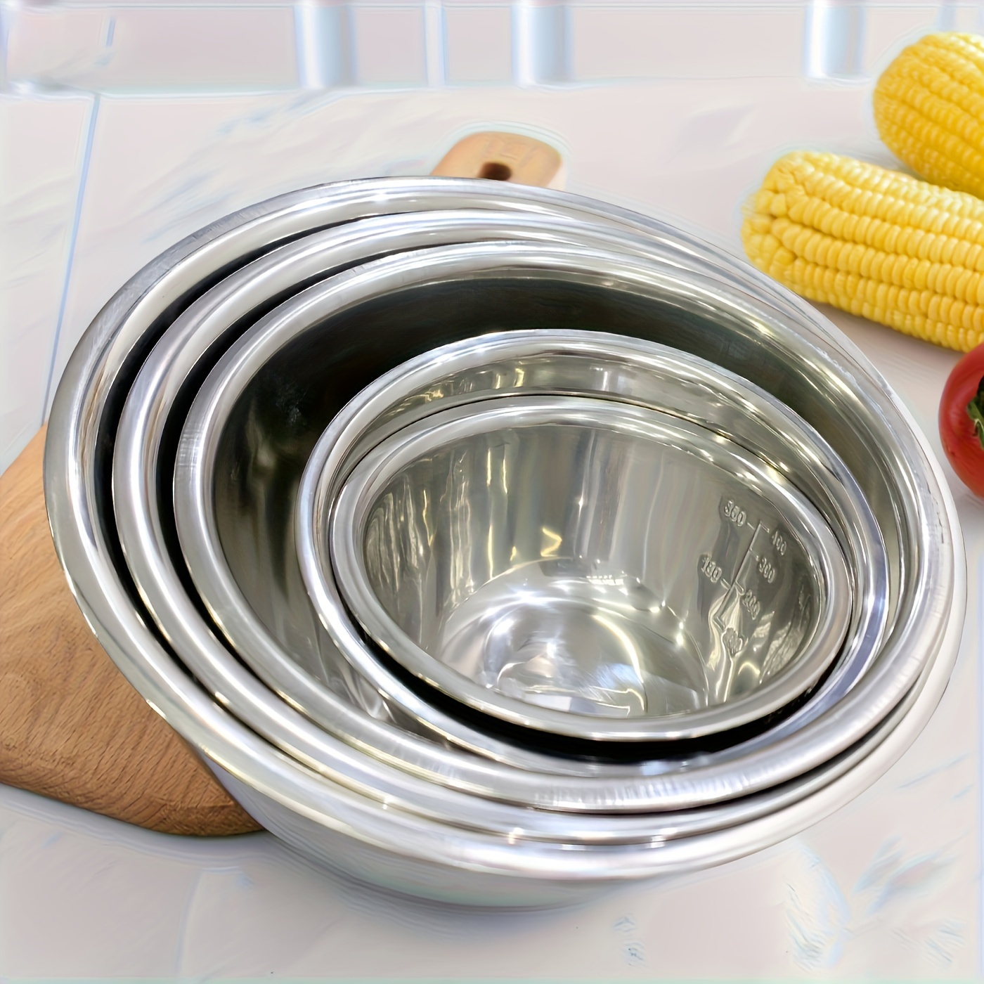 

Non-slip Stainless Steel Mixing Bowls Set - Perfect For Kitchen Cooking And Baking - Nesting Design For Easy Storage