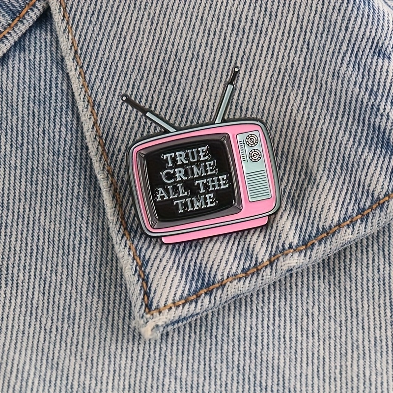 TEMU 1pc Enamel Pin In Tv Shape With English Letter Badge Additions, Creative Brooch Lapel Pin, Unique Clothing Badge, Suitable For Backpacks,