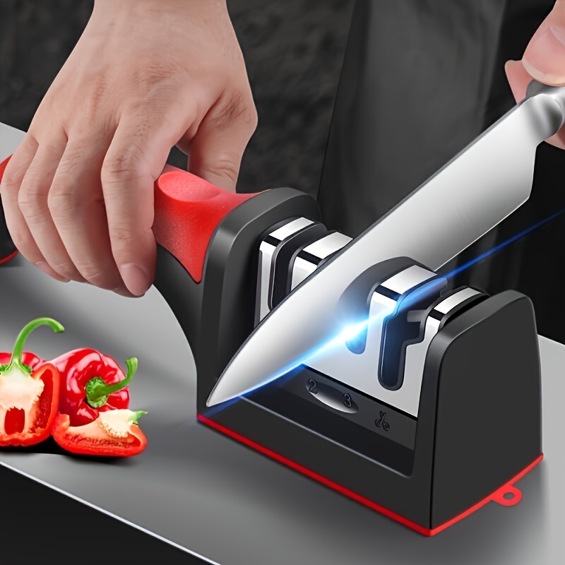 a professional 4 stage knife sharpener with   steel and ceramic whetstone suitable for outdoor camping hunting and kitchen knives