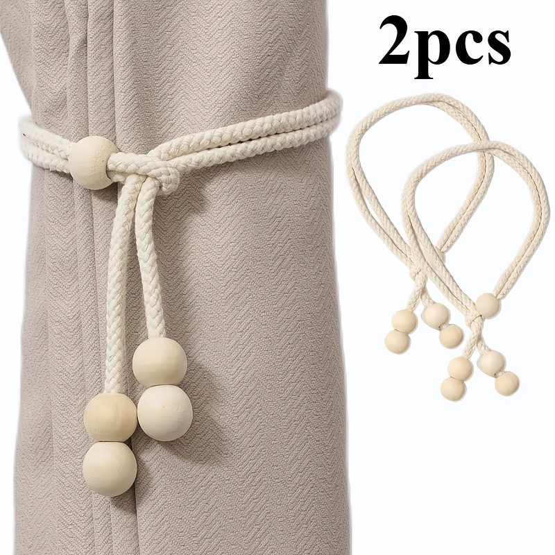 TEMU Cinghia per tende con perline di legno 2/4 pz, regolabile allentata, adatta per soggiorno, camera da letto, ufficio, esterno e altre cinghie per