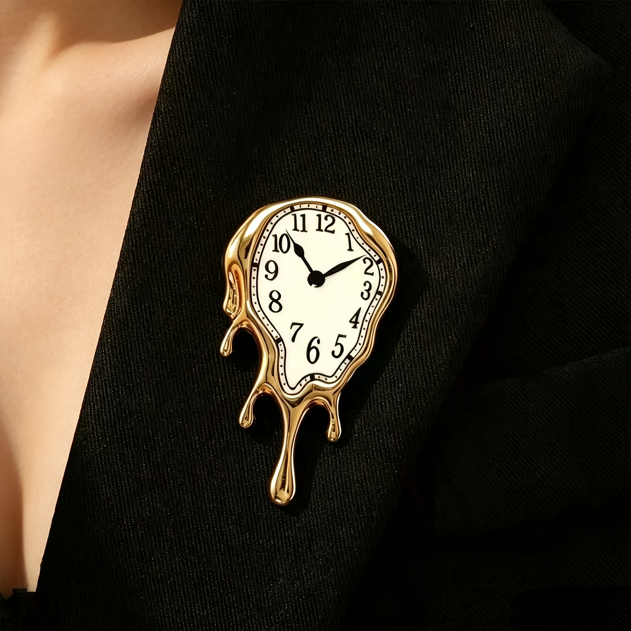 TEMU Épingle à déformé unique au design créatif vintage (aiguilles des heures et des minutes ne bougent pas), convient aux hommes et aux femmes, un