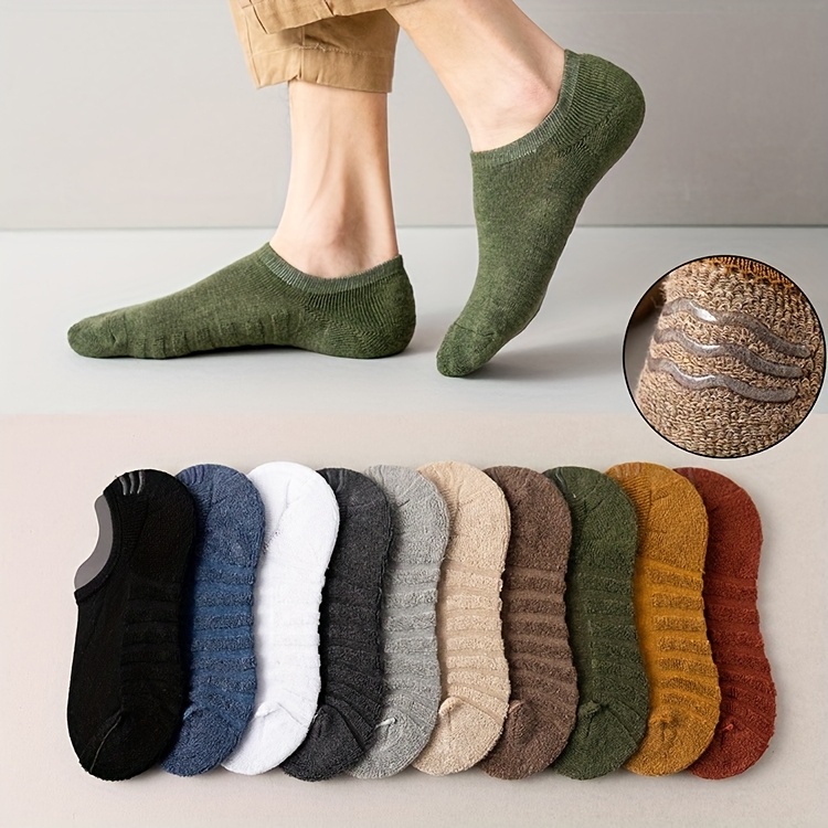 5/10-Pair Unisex Non-Slip Ankle Socks, Combed, Breathable, Casual Daily Short Socks