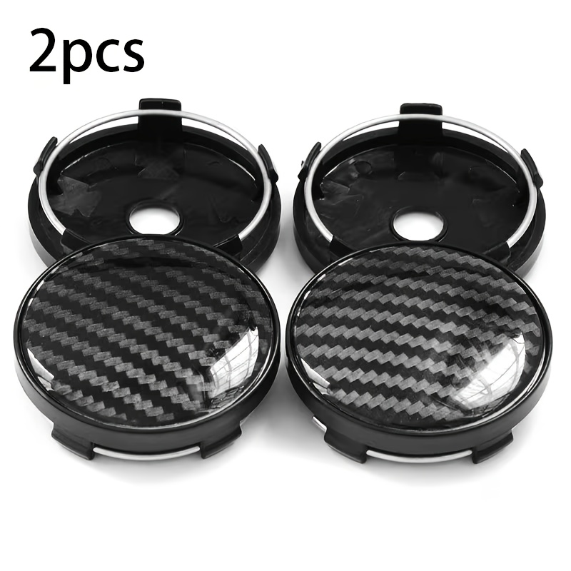 TEMU 2pcs 60mm Aluminum Resin Carbon Fiber Wheel Center Dust Covers - Upgrade Your Car Appearance