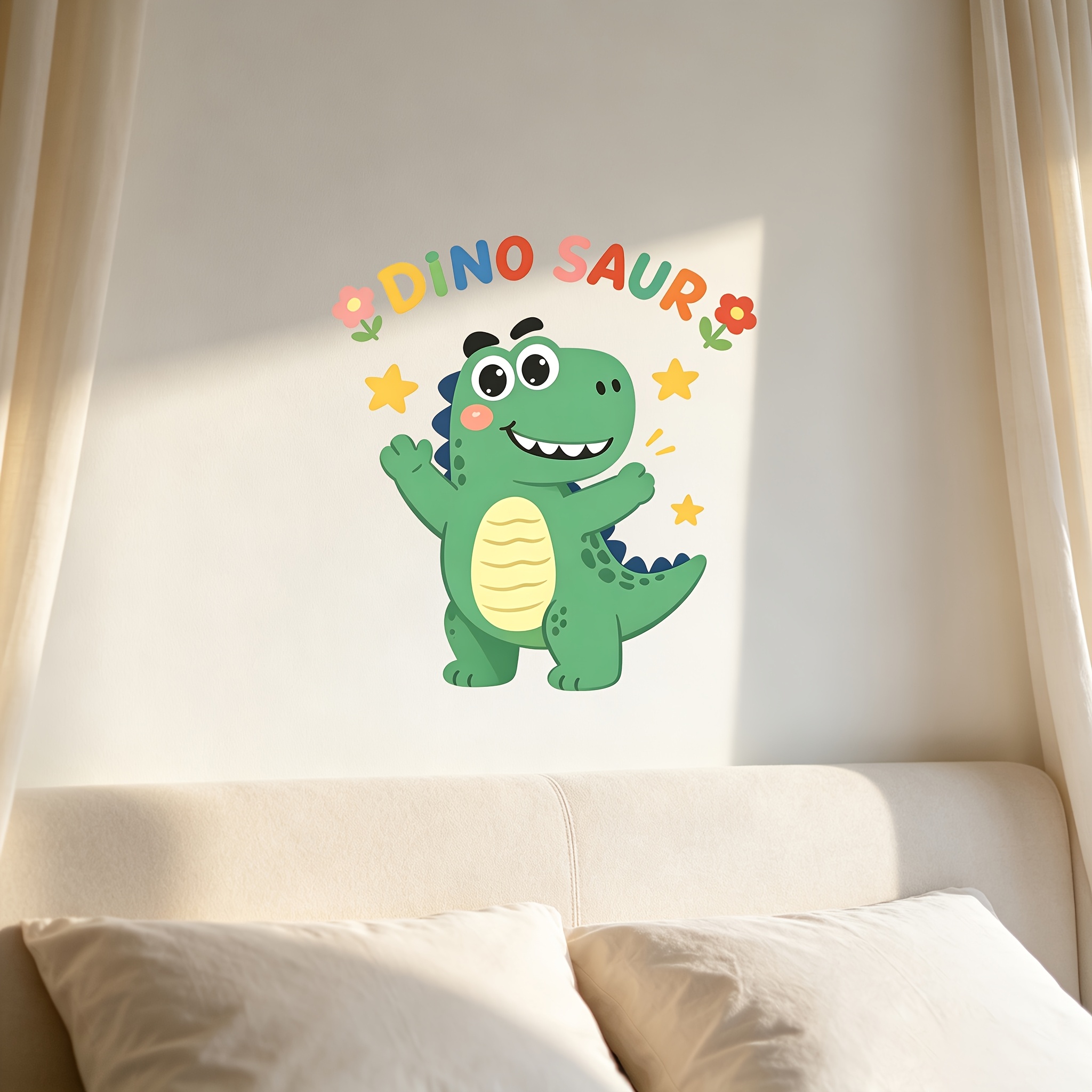 Minimal Flat Dinosaur Self-Adhesive Wall Decal for Study Lounge