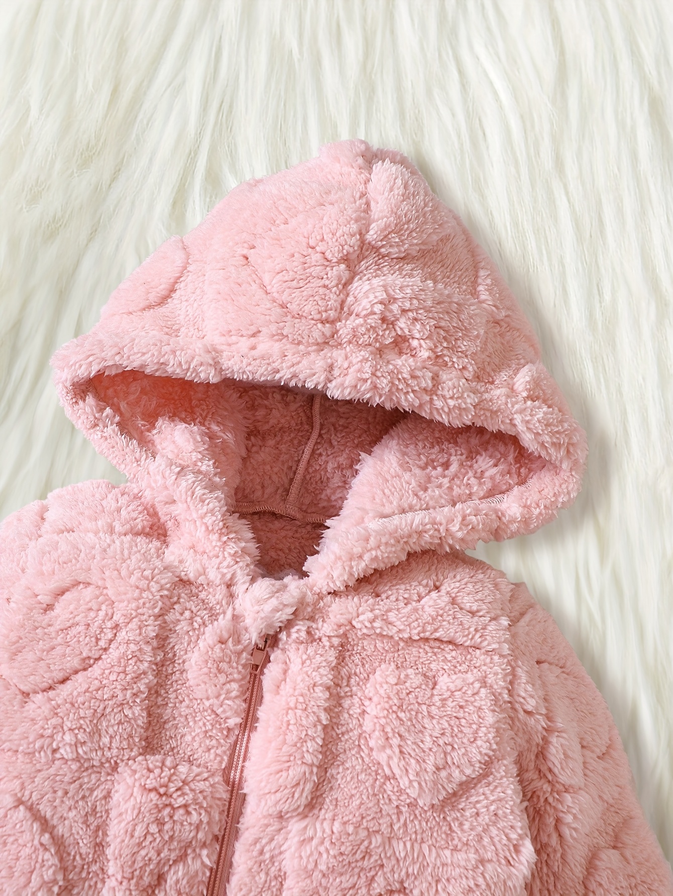 baby girl's cozy pink fleece romper heart pattern long Temu Pakistan