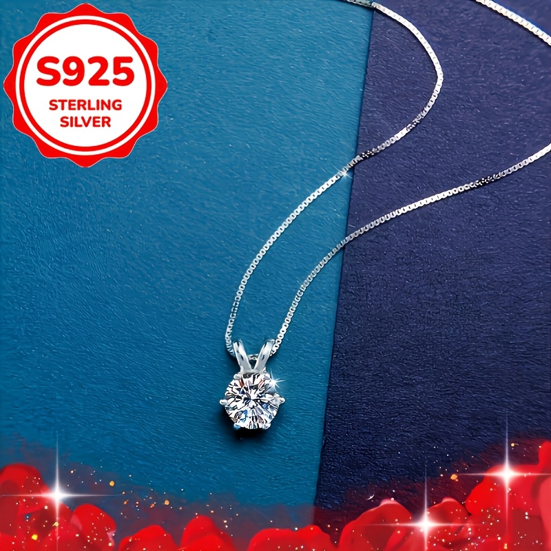 Women's S925 Sterling Silver Six-Prong Pendant Necklace