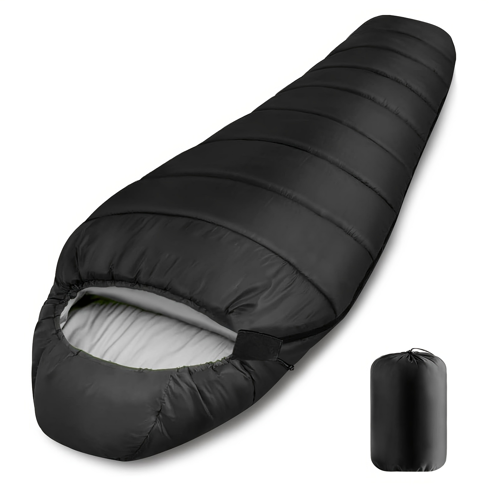 Mummie-slaapzak voor volwassenen, 3-4 seizoenen koud, weerbestendig, hoge kwaliteit, lichtgewicht, niet-bevestigende rits met verstelbare capuchon, perfect voor backpacken