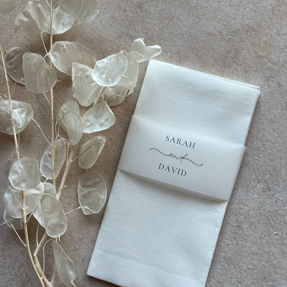 E-shop Elegante Serviettenbänder mit individuellem Design und Namensanbringung für das Paar - für Hochzeiten, Heiratsanträge, Geburtstage und luxuriöse