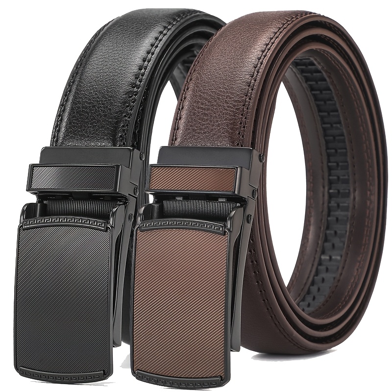 

Premium Men's Genuine Leather Belt With Automatic Click - Sleek Black Or Brown, Textured , Ideal For Business & Casual Wear, Golf Compatible, Extendable Size - Perfect Christmas Gift