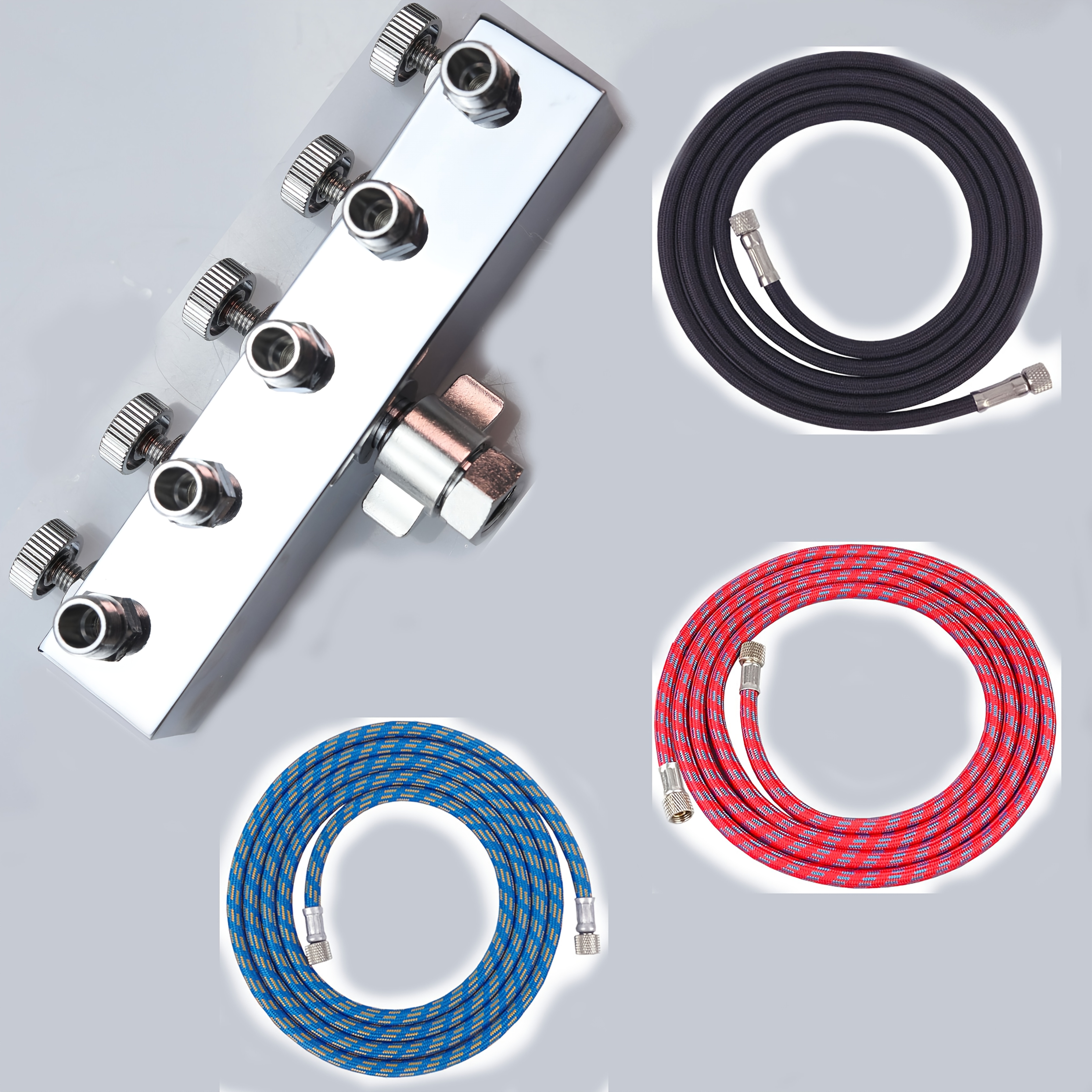 TEMU Air Distributor And 3pcs Hoses, Air Hose Splitter For Spray Gun, Paint Gun, Airbrush Additions, 1/4" Bsp Inlet And 1/8" Bsp Outlet, Easy