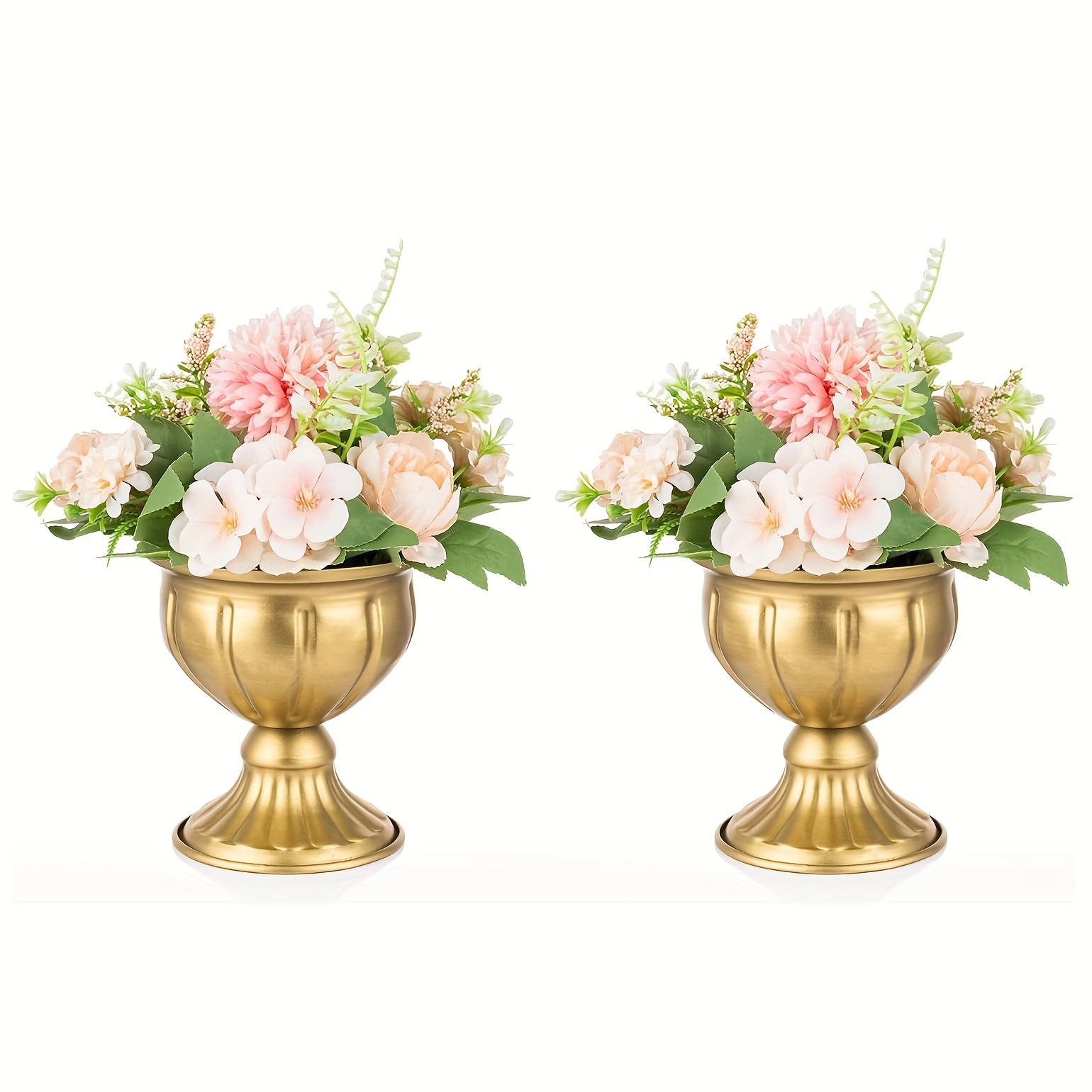 

2pcs, Metal Golden Flower Vase For Wedding Centerpieces, Indoor Table Decoration Centrepieces For Dining Room, Small Planter Outdoor Flower Plant Pots Holder For Anniversary Birthday