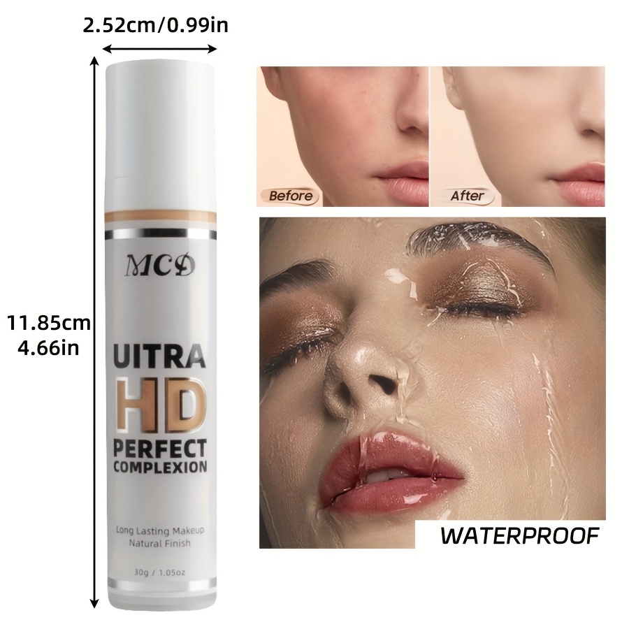MC Ultra HD Perfect Complexion Liquid Foundation - Matte, Waterproof, Invisible Pores, Natural Shine, Long-Lasting Finish, Suitable for All Skin Types