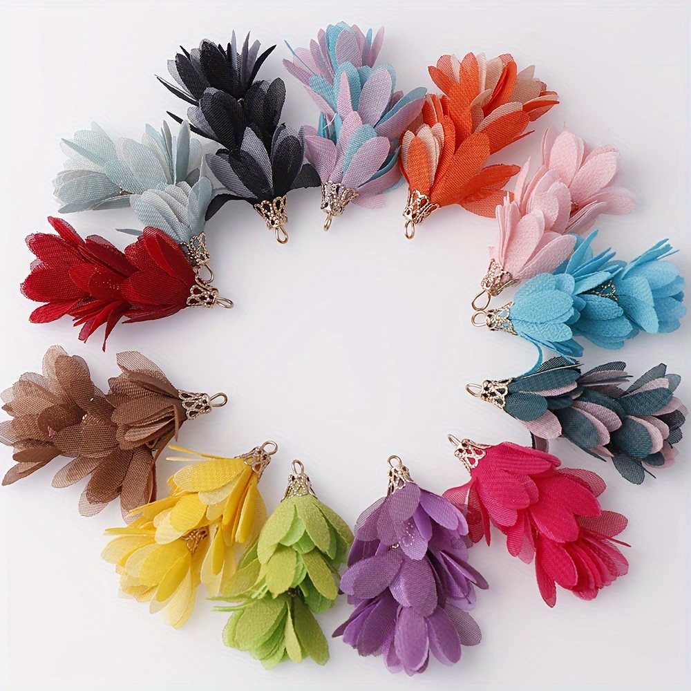 

10pcs Multilayer Tassel Charms For Diy Jewelry Making, Blended Fabric Pendant Accessories