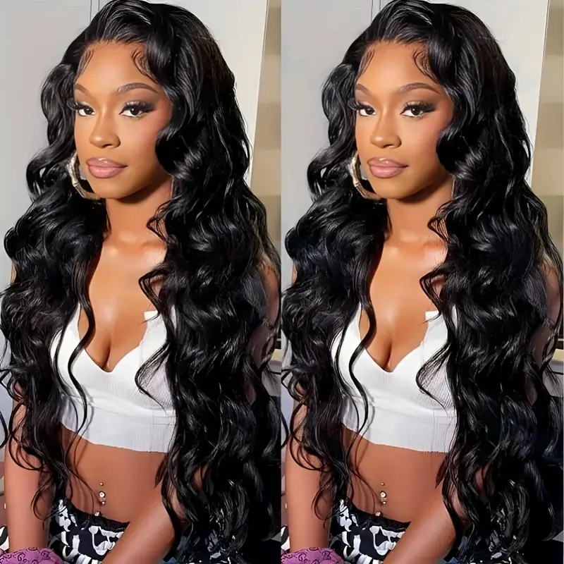13x4 lace frontal synthetic wigs for loose wave preplucked with baby hair knots cosplay daily party drag queen heat resistant fiber details 3