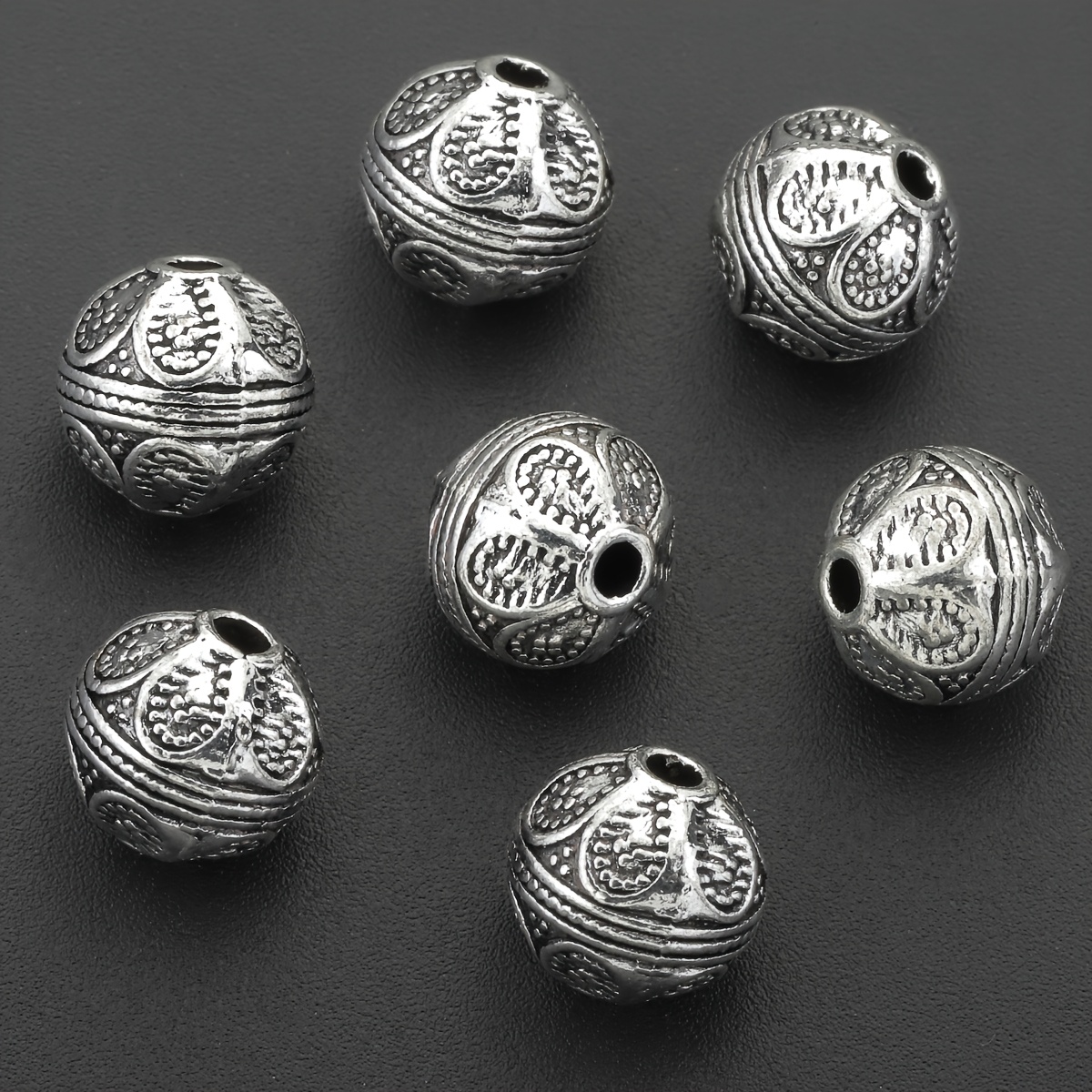 TEMU 20 Piezas de Cuentas Espaciadoras Punta 7mm con Vintage, Agujero , Huecas, Separadores , Cuentas para Tejer, Materiales para Accesorios DIY,