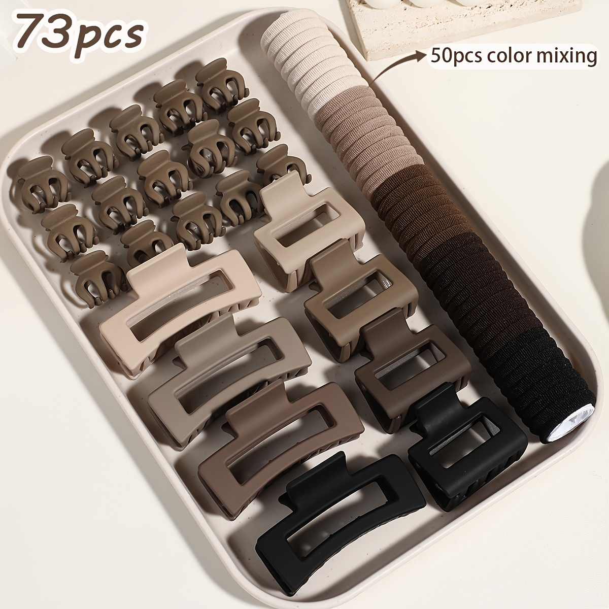 E-shop 73-teiliges Haarspangen- und Haargummis-Set in verschiedenen Größen, minimalistischer Stil, -Farben, vielseitige Haarspange für Damen für Herbst