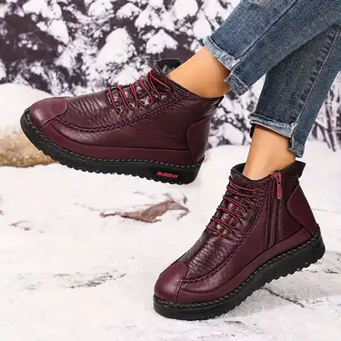 Womens Winter Plush Thermal Short Boots Side Zipper
