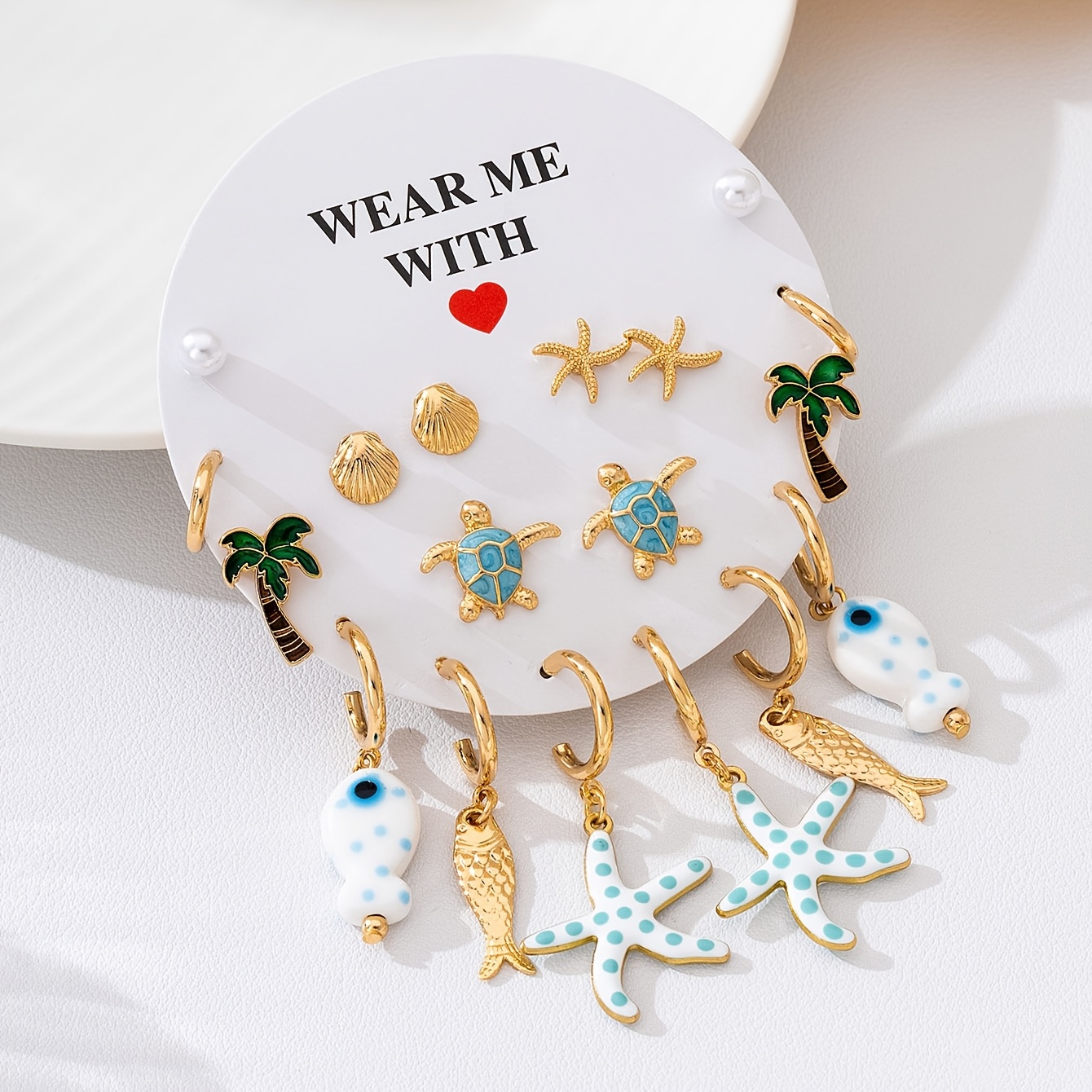 TEMU Ensemble de 18 boucles d'oreilles bohèmes d'été pour vacances en , motif et tortue, idéal cadeau de plage