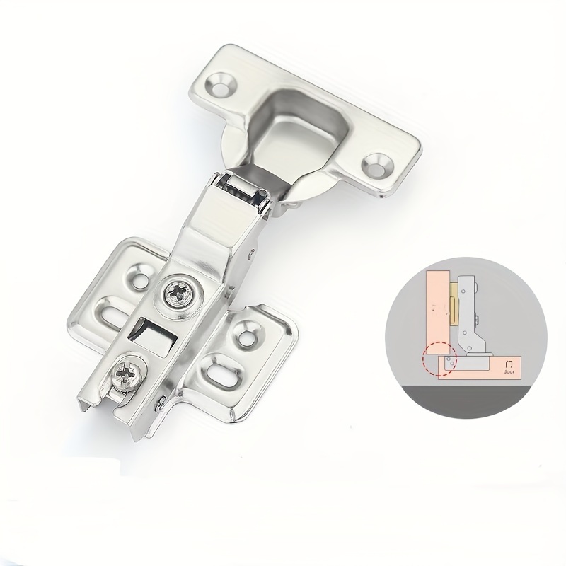 2pcs Modern Soft Close Hydraulic Cabinet Hinges - Adjustable, Brushed Metal Kitchen Door Hinges With Screws Included
