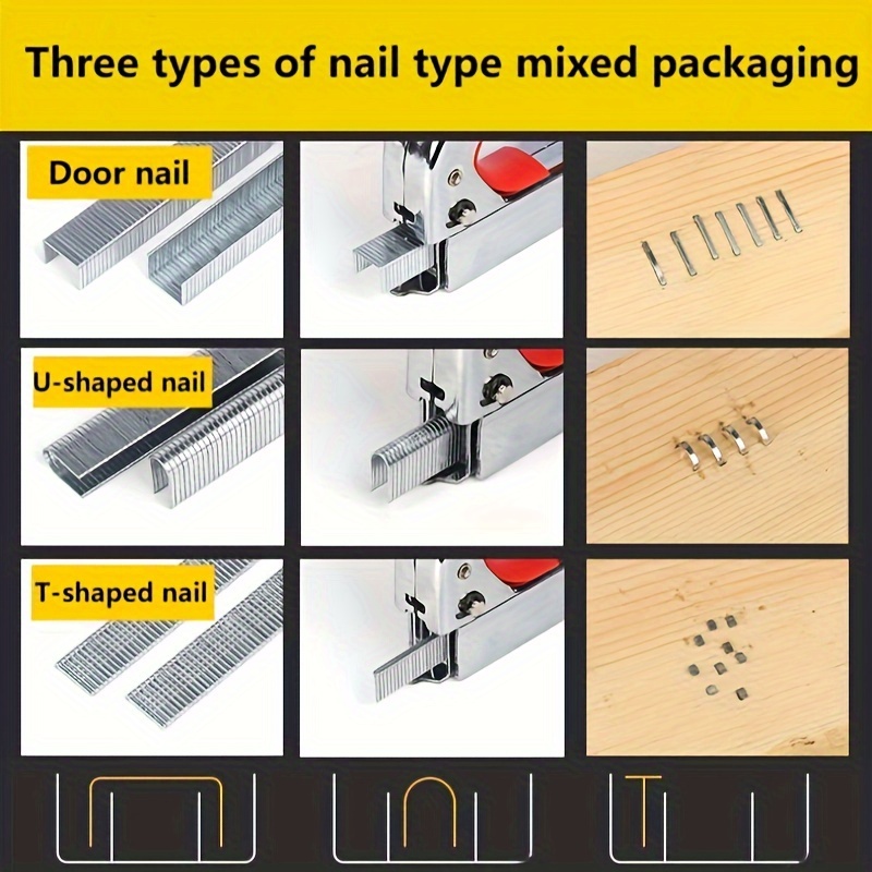 

600pcs Nail Set For Woodworking - Includes Straight, Door & U-shaped Nails - Ideal For Frames & Furniture -