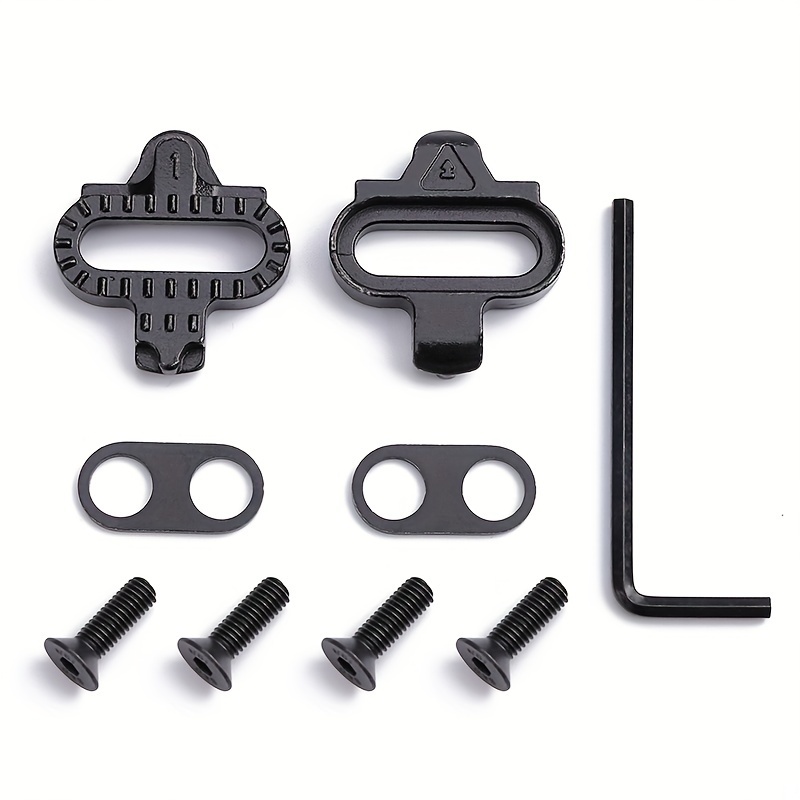 9-Piece Black Durable Steel Construction Mountain Bike Cleat Set With  Clips, Self-Locking Cycling Pedal Cleats With Fixing Screws And Spacers