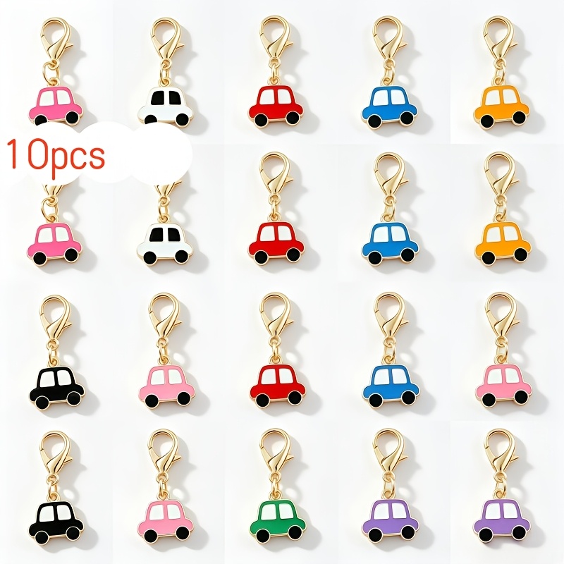 TEMU 10pcs Random Color Cute Street Style Mixed Color Small Car Keychain, Perfect Gift And Backpack Accessory For Car Enthusiasts, , Valentine's Day,