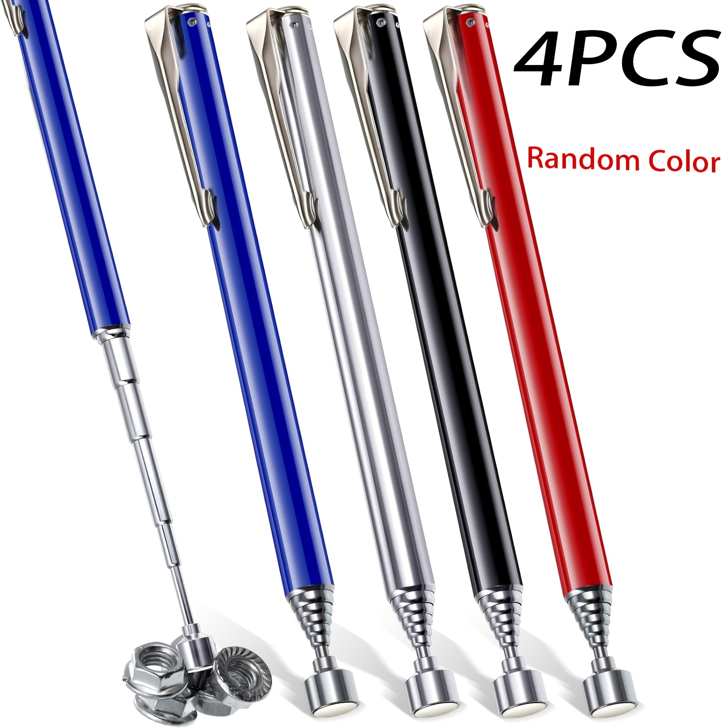 TEMU 4pcs Set Telescoping Magnetic Pickup Tool, Grabber, 25-inch Retractable Magnetic Retriever With Pocket Clip, Gift For Men, Fathers, Mechanics, ,