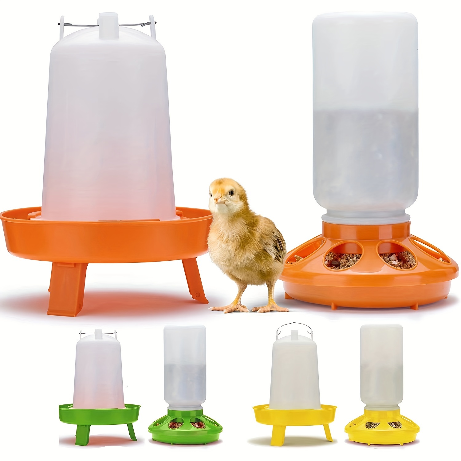 

1pc Poultry Waterer And Feeder Set, Plastic, 1.5l/0.4gal Chick Waterer And 1kg Chicken Feeder, Adjustable Height With 3 Levels, Perfect For Chicks, Quail & Ducks, Red & White, Farm Supplies