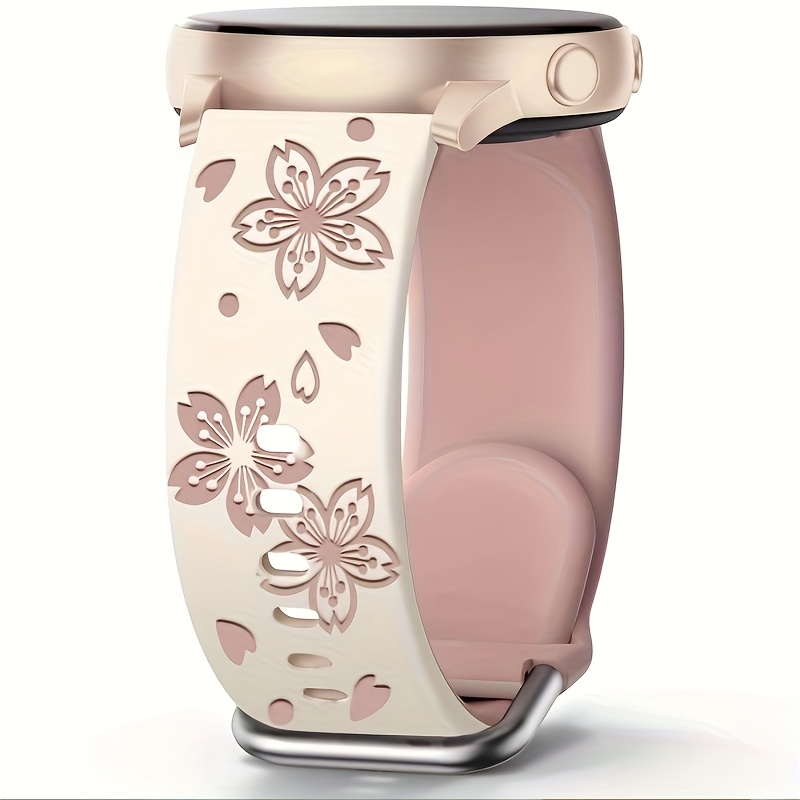 E-shop 3D Laser-Graviertes Armband mit Blumenmuster | Kompatibel mit Galaxy Watch 6/5/4 40mm 44mm/Galaxy Watch 5 Pro 45mm/Watch 6 & 4 Classic/Active