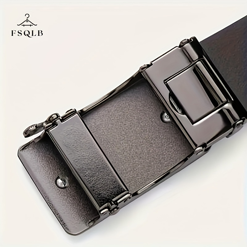 High Faux Leather Belt with Automatic Buckle