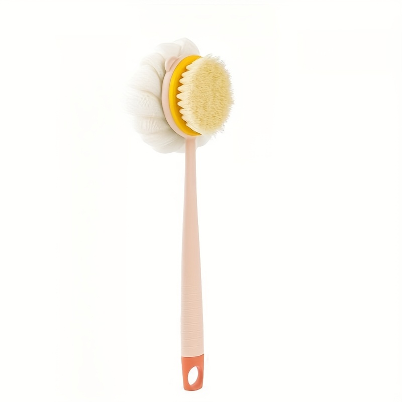 1pc long handled shower body brush with bristles loofah curved back scrubber for exfoliation massage and light beige   in 1 bath tool for men women   design exfoliating scrubber longhandle design durable scrubber soft mesh sponge Product details 10