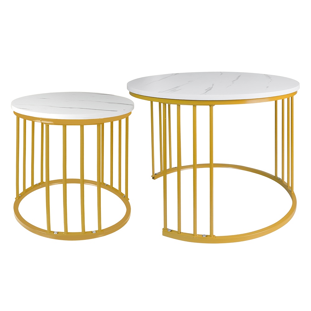 A Set Of 2 Coffee Tables, 1 Large And 1 Small, A Unique Coffee Table, Suitable For The Living Room, White.