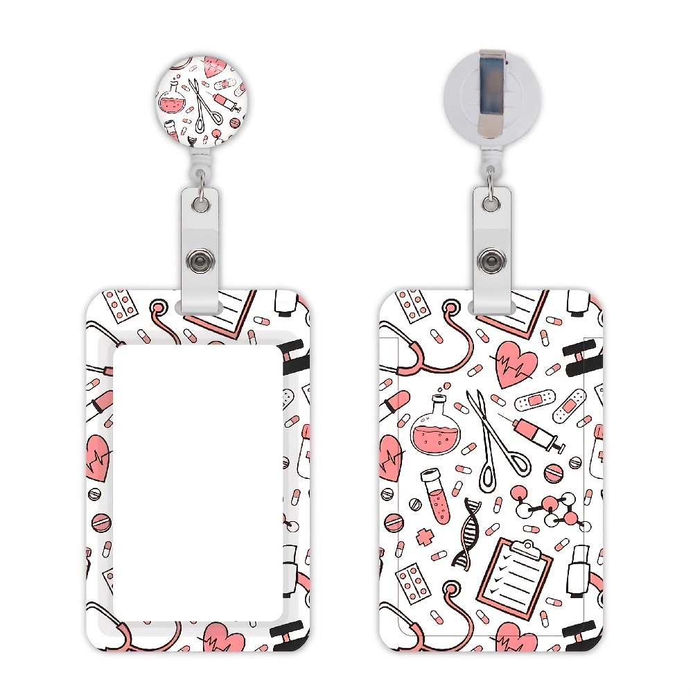 TEMU 2d Theme Durable White Id Badge Holder With Retractable - Soft Fiber, Sturdy - Ideal For Doctors, Nurses, Professionals396 Sold