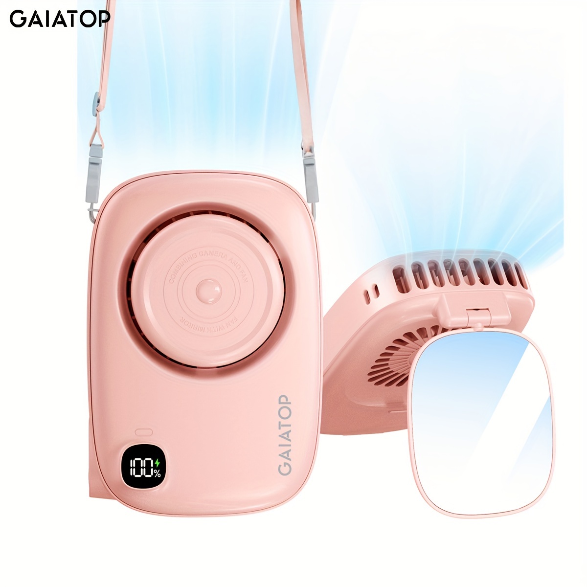 

Camera Style With Mirror Mini Fan, 3-speed Portable Eyelash Fan Makeup Mirror, 2000mah Usb Charging Can Lay Flat, Small Fan Outdoor Travel Use