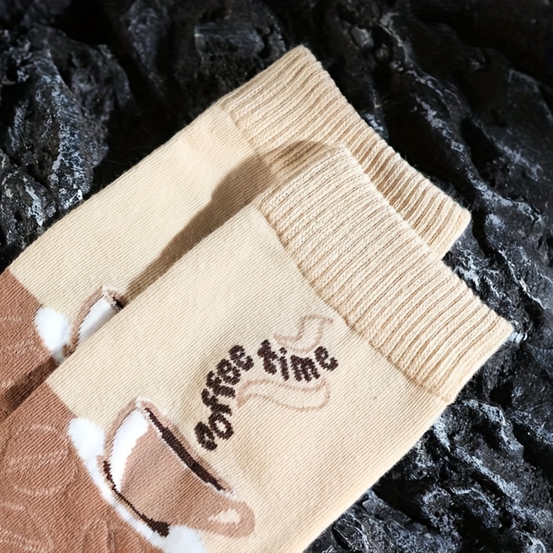 TEMU 1 Pair Unisex Mid-calf Socks, Coffee Series Pattern Creative Fashionable Trendy Socks, Spring Autumn Thin Quick-dry Lightweight Moisture-wicking Socks, Trendy , Suitable For Gym, Running